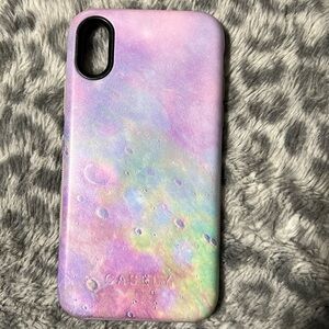 Used Casely iPhone XS purple & green case